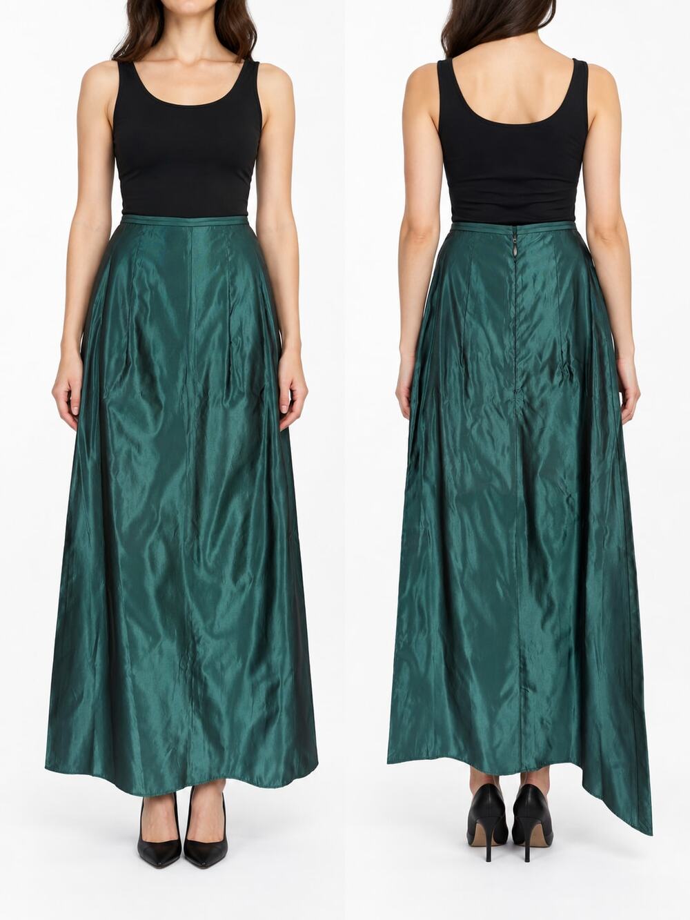 Jessica McClintock Gunne Sax Millennium 2000 Teal Taffeta Maxi Skirt 5 US Small
